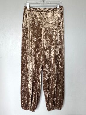 Zara Golden Velvet Metallic Thread Baloon Pants Size M